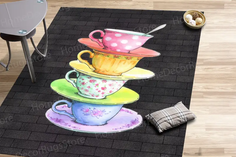Alfombra estampada inspirada en el café: decoración de cocina acogedora para los amantes del café