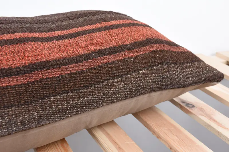 Cushion, Handmade Kilim Cushion, Kilim Cushion Sham, Retro Throw Pillow Case, Pet Pillow, Home Decor Pillow, 12x36 Brown Cushion Cover - 7