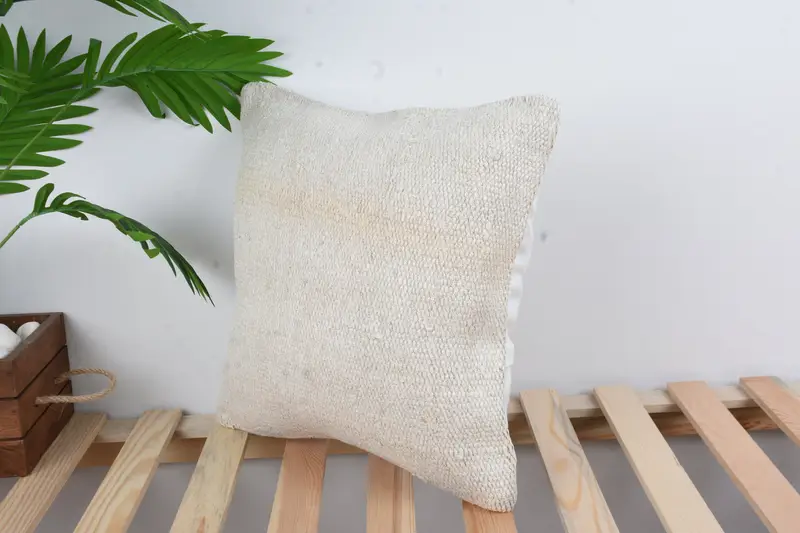 Pillow Sham, 16x16 White Pillow Sham, Throw Kilim Pillow, Kilim Cushion Sham, Kilim Pillow Cover, Luxury Cushion Case, Meditation Pillow Sham - 5