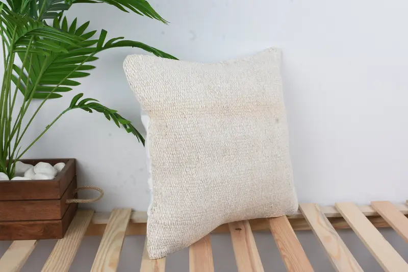 Pillow Sham, 16x16 White Pillow Sham, Throw Kilim Pillow, Kilim Cushion Sham, Kilim Pillow Cover, Luxury Cushion Case, Meditation Pillow Sham - 4