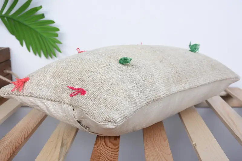 Pillow for Sofa, Kilim Pillow Cover, 12x20 Beige Pillow Case, Boho Pillow, Outdoor Bolster Cushion, Car Cushion Cover, Pillow Sham - 7