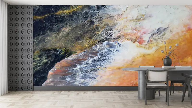 Wall Paper Peel and Stick, Abstract Mural, Contemporary Wall Print, Bright Wall Paper, Modern Wall Paper, , Marble Wall Poster, - 7