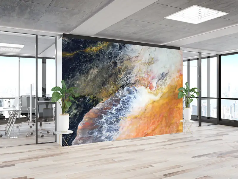 Wall Paper Peel and Stick, Abstract Mural, Contemporary Wall Print, Bright Wall Paper, Modern Wall Paper, , Marble Wall Poster, - 4