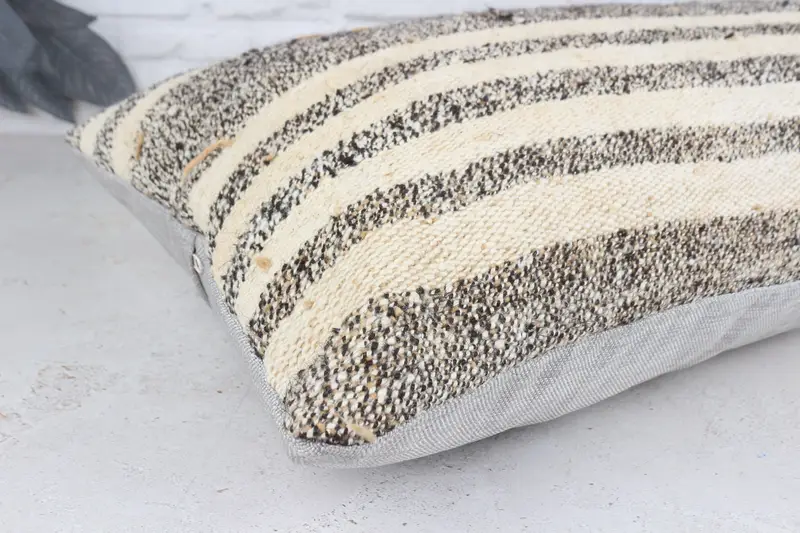 Turkish Corner Cushion Case, Cushion Cover, Boho Pillow Sham Cover, Vintage Pillow, Ethnical Kilim Rug Pillow, 16x48 White Cushion Cover - 6
