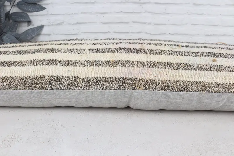 Turkish Corner Cushion Case, Cushion Cover, Boho Pillow Sham Cover, Vintage Pillow, Ethnical Kilim Rug Pillow, 16x48 White Cushion Cover - 5