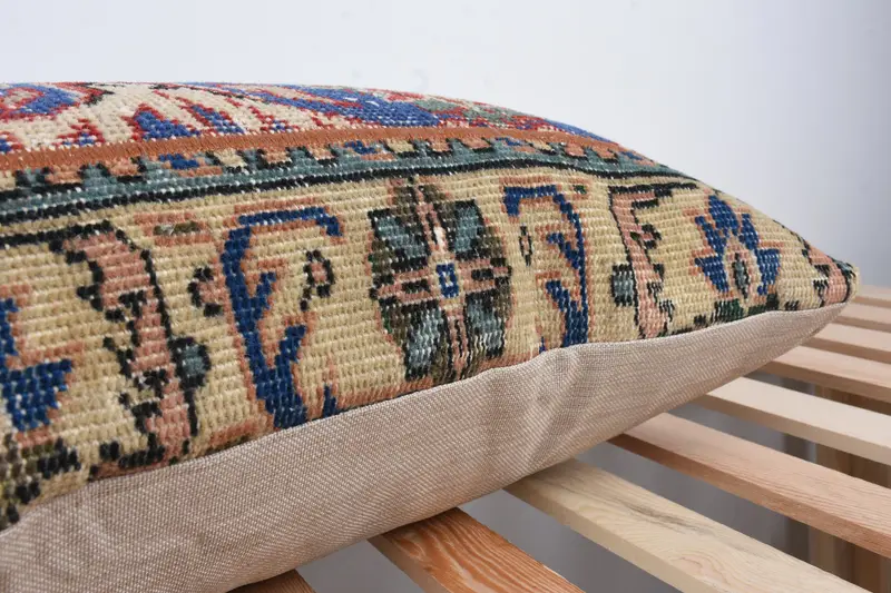 16x36 Blue Cushion Case, Kilim Pillow Cover, Turkish Kilim Pillow, Floor Pillow Case, Cushion Case, Vintage Pillow - 7