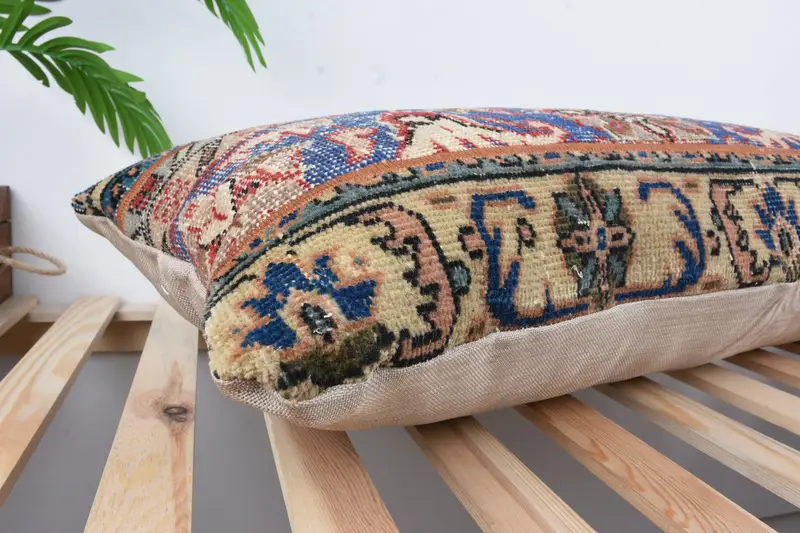16x36 Blue Cushion Case, Kilim Pillow Cover, Turkish Kilim Pillow, Floor Pillow Case, Cushion Case, Vintage Pillow - 6