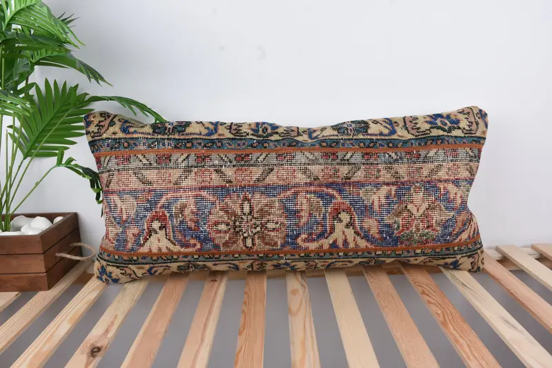 16x36 Blue Cushion Case, Kilim Pillow Cover, Turkish Kilim Pillow, Floor Pillow Case, Cushion Case, Vintage Pillow - 1