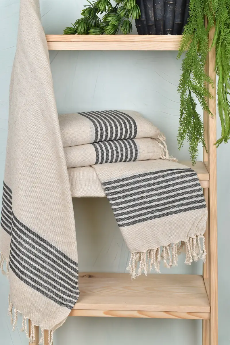 70x38 Linen Striped Towel, Bridal Shower Gift, Peshtemal Towel, Bridal Shower Favors, Wedding Anniversary Gift, Yoga Towel, Anniversary Gift For Her - 6