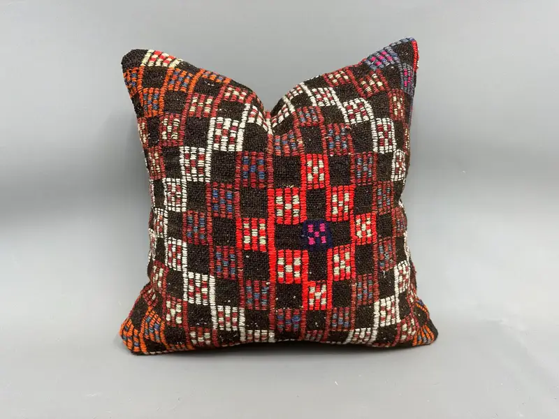 Boho Pillow Sham Cover, 20x20 White Cushion Cover, Neutral Cushion Case, Vintage Kilim Throw Pillow, Pillow Case, Kilim Pillow Cover - 1