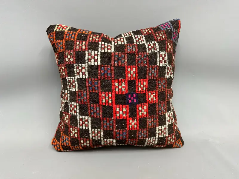 Boho Pillow Sham Cover, 20x20 White Cushion Cover, Neutral Cushion Case, Vintage Kilim Throw Pillow, Pillow Case, Kilim Pillow Cover - 4