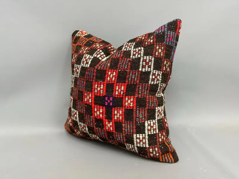Boho Pillow Sham Cover, 20x20 White Cushion Cover, Neutral Cushion Case, Vintage Kilim Throw Pillow, Pillow Case, Kilim Pillow Cover - 3