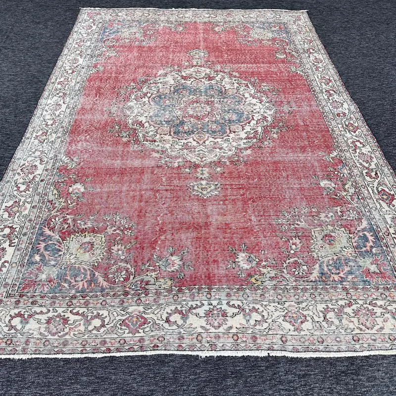 レッド、ベージュ迷彩ラグ、0.6x10.4フィートのシックな装飾