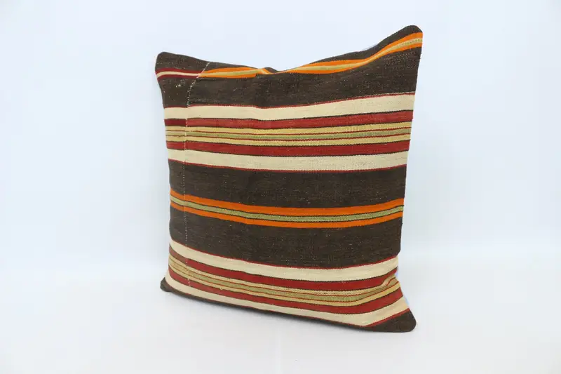 Pillow for Sofa, 28x28 Brown Pillow Cover, Ethnical Kilim Rug Pillow, Cushion Cover, Sofa Bolster Pillow, Throw Kilim Pillow, Accent Pillow Sham - 4