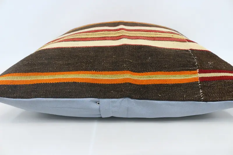 Pillow for Sofa, 28x28 Brown Pillow Cover, Ethnical Kilim Rug Pillow, Cushion Cover, Sofa Bolster Pillow, Throw Kilim Pillow, Accent Pillow Sham - 5
