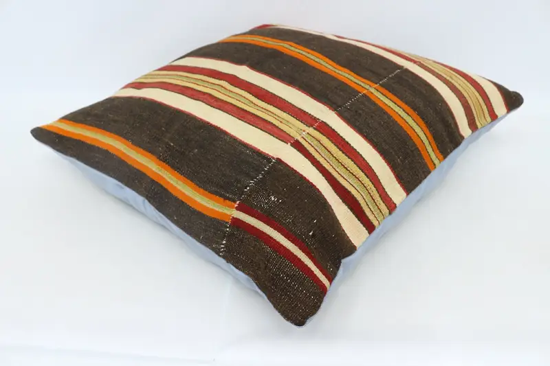 Pillow for Sofa, 28x28 Brown Pillow Cover, Ethnical Kilim Rug Pillow, Cushion Cover, Sofa Bolster Pillow, Throw Kilim Pillow, Accent Pillow Sham - 6