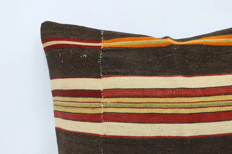 Pillow for Sofa, 28x28 Brown Pillow Cover, Ethnical Kilim Rug Pillow, Cushion Cover, Sofa Bolster Pillow, Throw Kilim Pillow, Accent Pillow Sham - 2