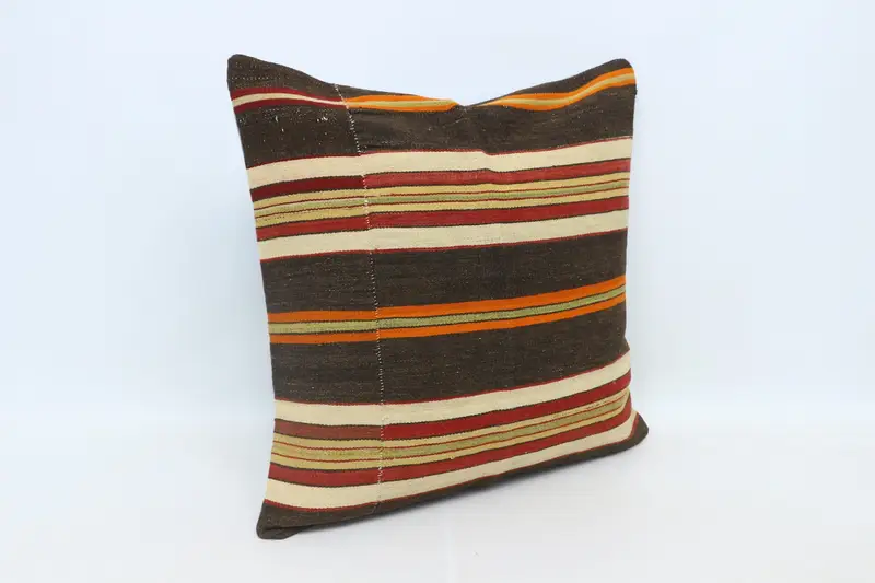 Pillow for Sofa, 28x28 Brown Pillow Cover, Ethnical Kilim Rug Pillow, Cushion Cover, Sofa Bolster Pillow, Throw Kilim Pillow, Accent Pillow Sham - 3