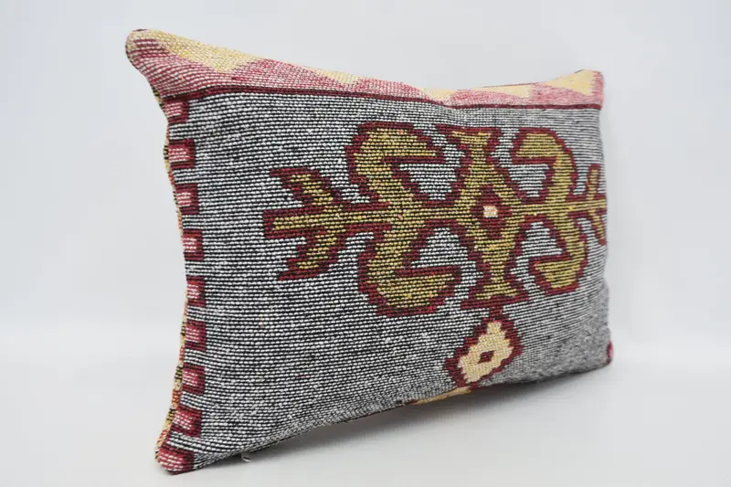 Kilim Cushion Sham, Vintage Kilim Throw Pillow, Interior Designer Pillow, 16x24 White Cushion, Pillow Sham, Cotton Pillow Case - 3