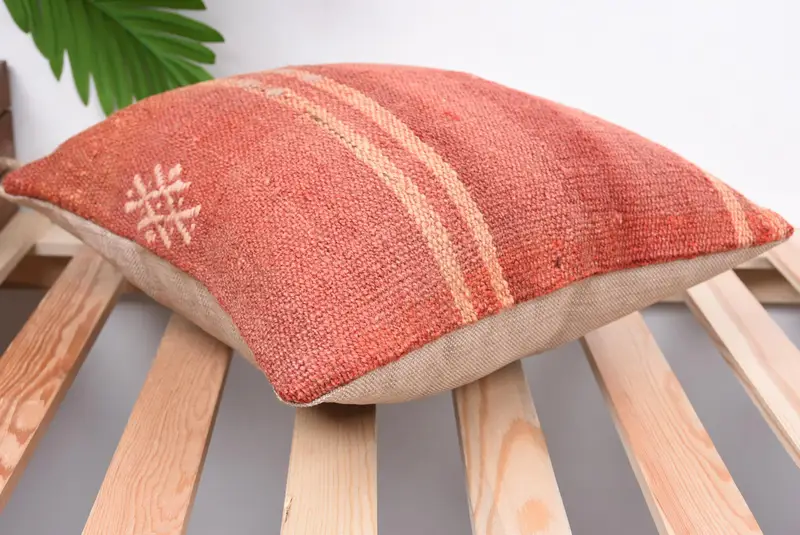 Vintage Throw Cushion Cover, Chair Pillow Sham, Home Decor Pillow, Turkish Pillow, 14x14 Red Pillow, Customized Cushion, Pillow for Sofa, Pillow - 6
