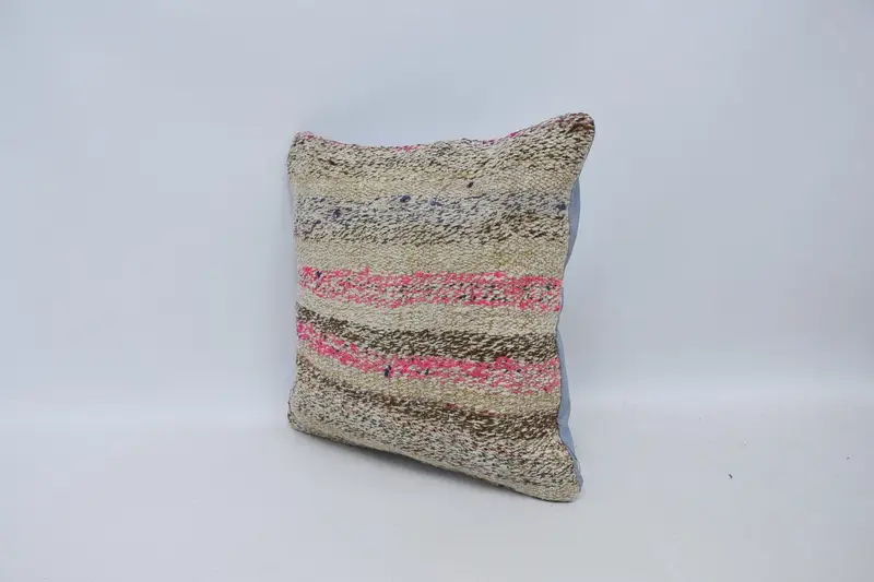 Turkish Corner Pillow Case, Throw Kilim Pillow, Custom Pillow Cover, Antique Pillows, Handmade Kilim Cushion, Pillow, 16x16 Yellow Pillow Sham - 4