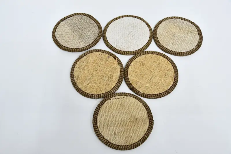 Bohemian Beige and White Round Coasters, Elegant Bohemian Coasters