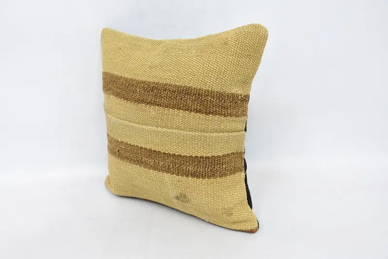 Cushion Case, Home Decor Pillow, Kilim Pillow Cover, Aesthetic Pillow Sham, Turkish Pillow, Hippie Throw Pillow Case, 16x16 Brown Pillow Cover - 4