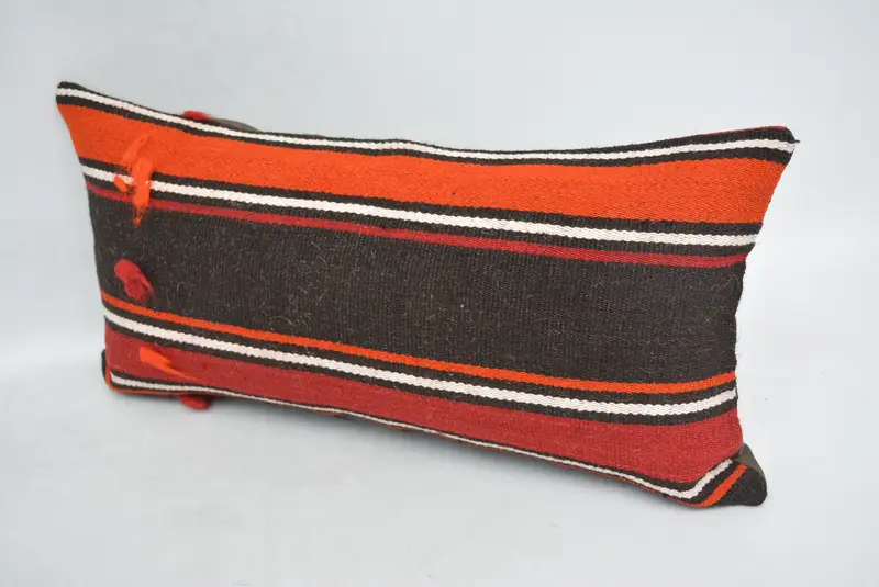 Kilim Cushion Sham, Ikat Pillow Cover, Turkish Pillow, Cushion Cover, Aztec Pillow Sham, Gift Pillow, 12x24 Orange Pillow Case - 4