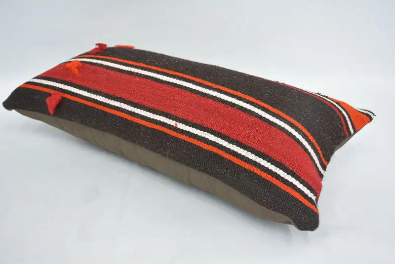 Kilim Cushion Sham, Ikat Pillow Cover, Turkish Pillow, Cushion Cover, Aztec Pillow Sham, Gift Pillow, 12x24 Orange Pillow Case - 6