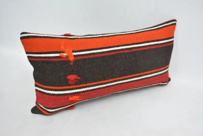 Kilim Cushion Sham, Ikat Pillow Cover, Turkish Pillow, Cushion Cover, Aztec Pillow Sham, Gift Pillow, 12x24 Orange Pillow Case - 3