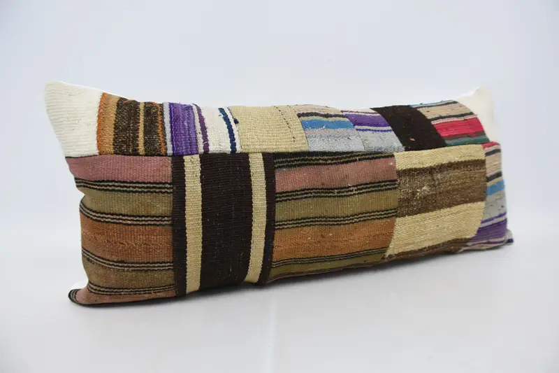 Turkish Kilim Pillow, 16x36 Blue Cushion Case, Pillow Sham, Boho Pillow, Turkish Bench Cushion Case, Interior Designer Pillow - 3