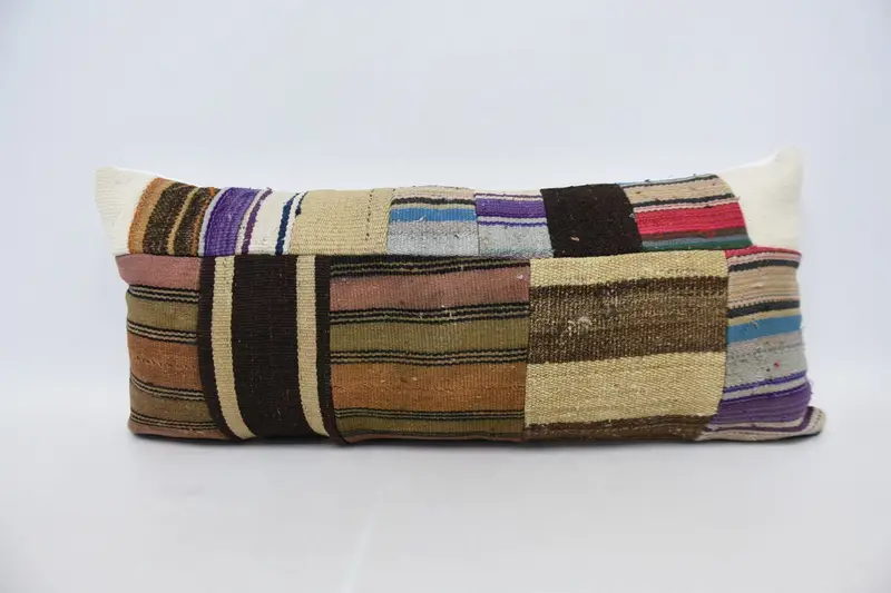 Turkish Kilim Pillow, 16x36 Blue Cushion Case, Pillow Sham, Boho Pillow, Turkish Bench Cushion Case, Interior Designer Pillow - 1