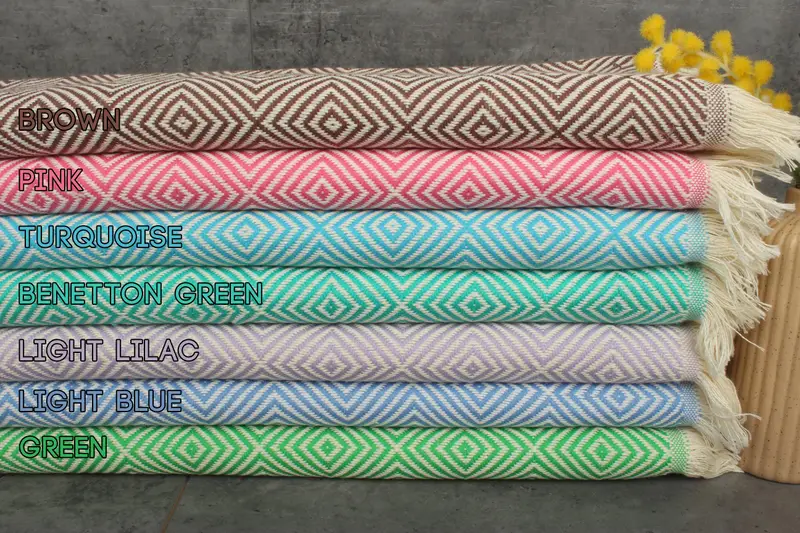 Cotton Diamond Tea Towel Beige, Personalized Hand Towel, 20x28 Inches