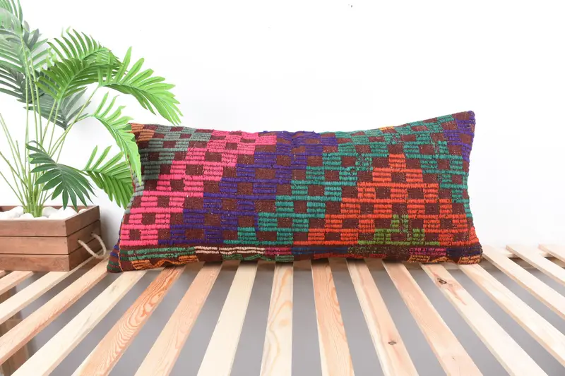 Antique Pillows, Art Deco Cushion, Cushion, Vintage Pillow, Outdoor Patio Pillow, 16x36 Pink Pillow Cover, Pillow for Couch, Aztec Cushion - 1