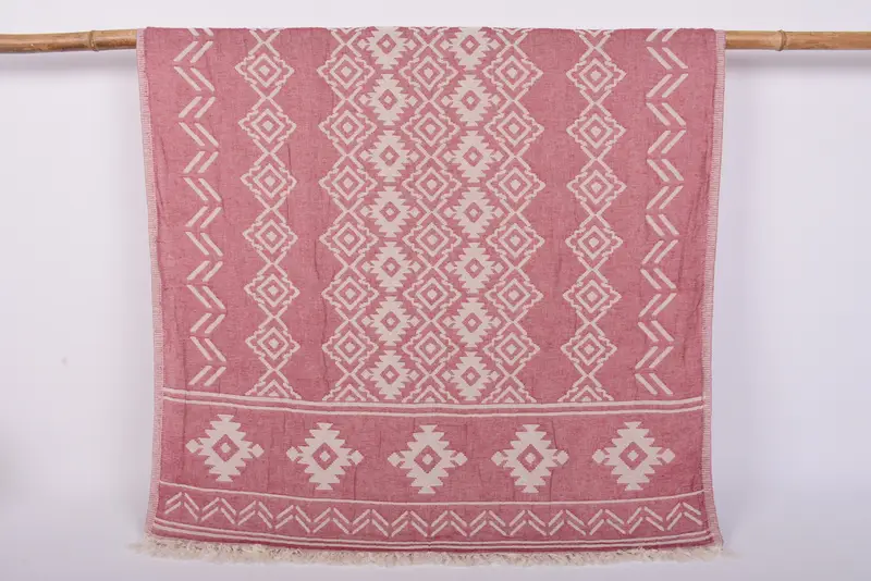 Turkish Beach Towel Monogram Black Geometric, 73x40 Inches