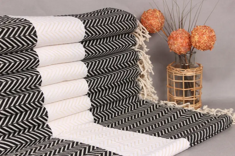 Beach Towel Personalized Turkish Cotton Black-White, 40x71 Inches