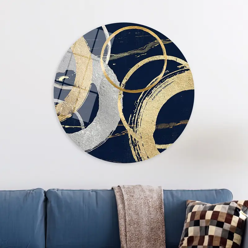 現代的なゴールドとシルバーのリング プリント キャンバス アート