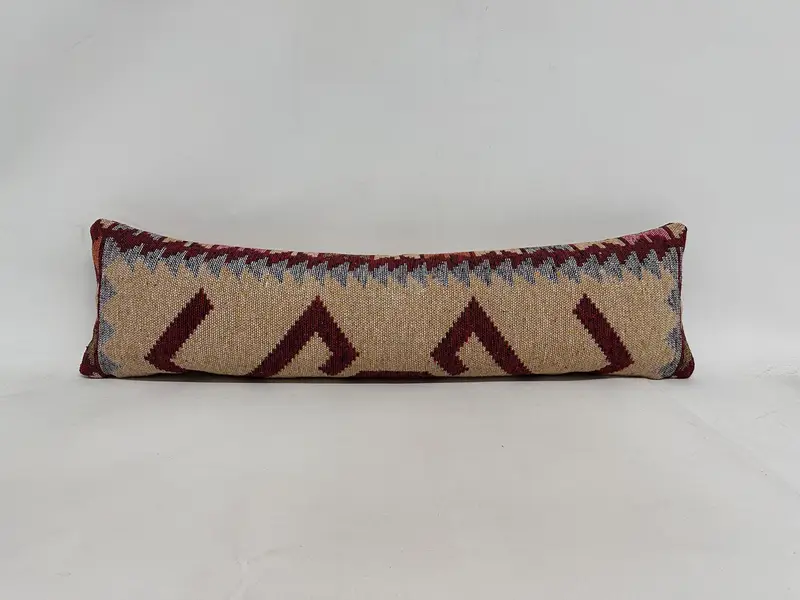 Kilim Pillow, Pillow Sham, Office Chair Pillow Sham, Nomadic Pillow Cover, 12x43 Beige Pillow Cover, Kilim Pillow Cover, Turkish Pillow - 1