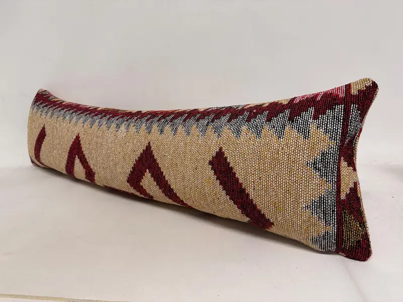 Kilim Pillow, Pillow Sham, Office Chair Pillow Sham, Nomadic Pillow Cover, 12x43 Beige Pillow Cover, Kilim Pillow Cover, Turkish Pillow - 3