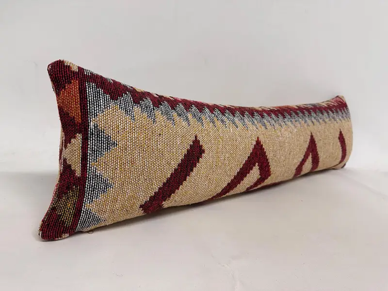 Kilim Pillow, Pillow Sham, Office Chair Pillow Sham, Nomadic Pillow Cover, 12x43 Beige Pillow Cover, Kilim Pillow Cover, Turkish Pillow - 2