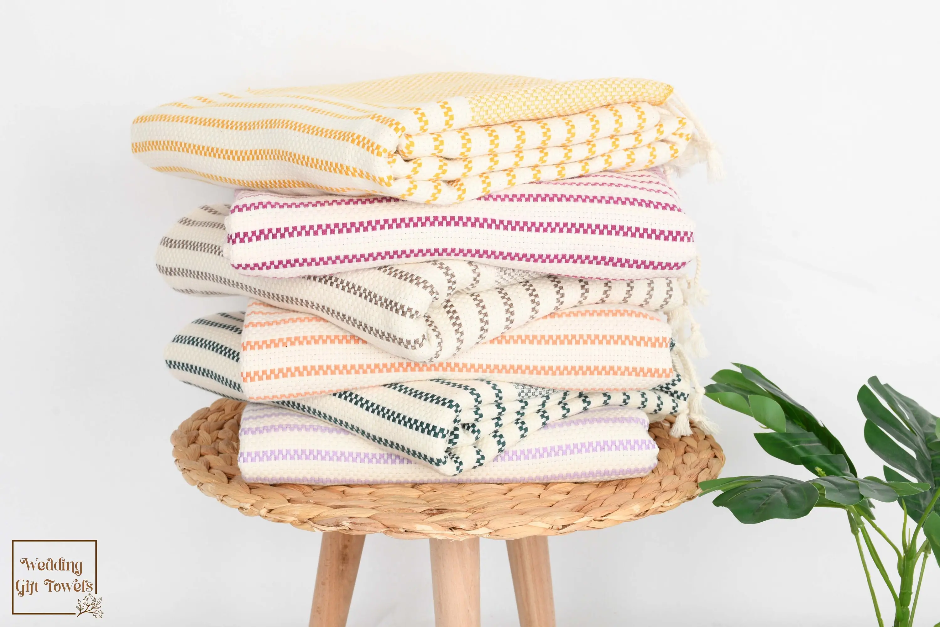 Striped Turkish Cotton Towel Beige Art Deco, 40x75 Inches - 1