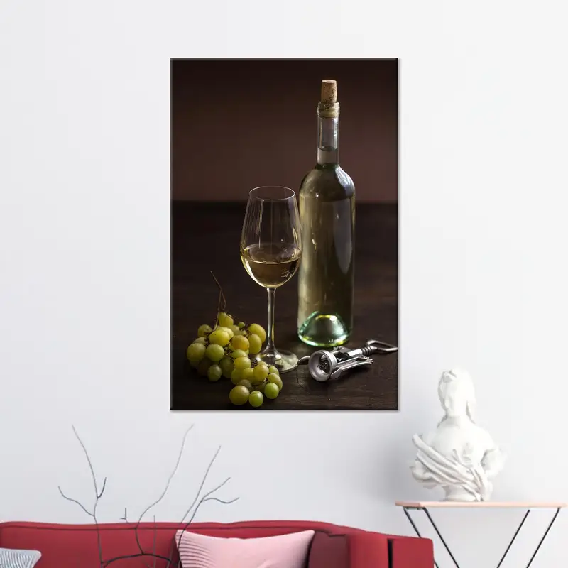 Vintage Wine Grapes Canvas: Elegant Pub Kitchen Decor Print