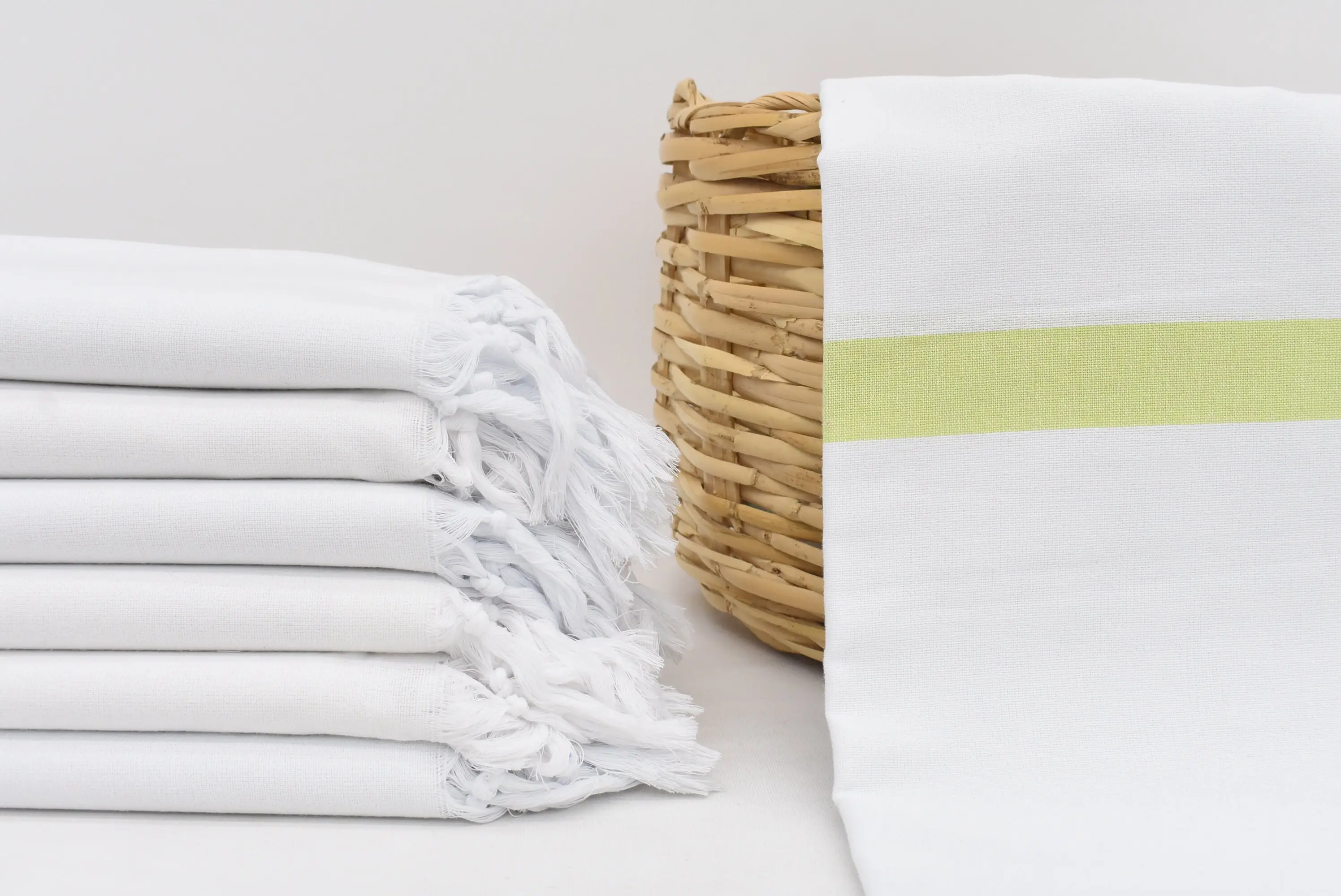 Turkish Towel Pistachio Green Striped, 70x40 Inches, Custom Beach Towel - 1