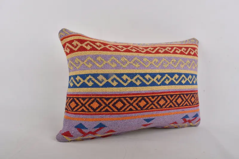 Kilim Pillow Cover, 12x24 Blue Pillow Cover, Pillow for Sofa, Crochet Pattern Cushion Case, Pillow, Ethnical Kilim Rug Pillow - 2