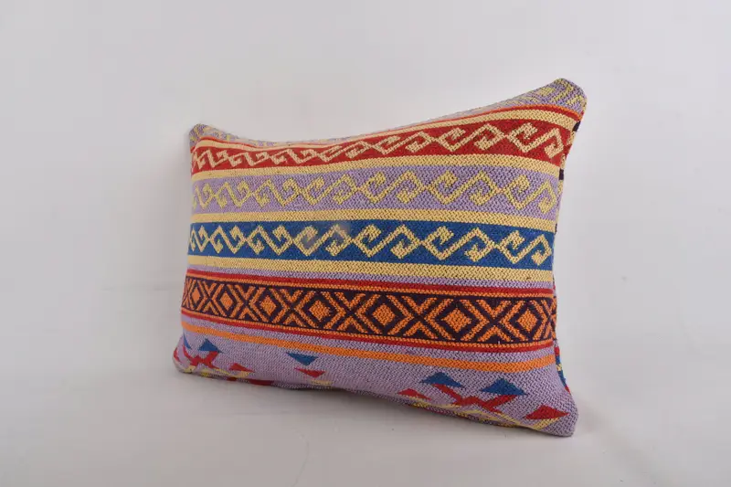 Kilim Pillow Cover, 12x24 Blue Pillow Cover, Pillow for Sofa, Crochet Pattern Cushion Case, Pillow, Ethnical Kilim Rug Pillow - 3