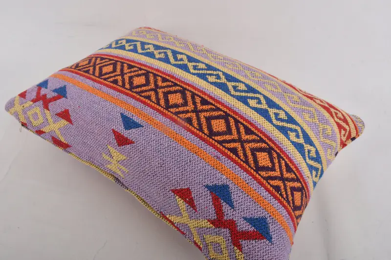 Kilim Pillow Cover, 12x24 Blue Pillow Cover, Pillow for Sofa, Crochet Pattern Cushion Case, Pillow, Ethnical Kilim Rug Pillow - 7