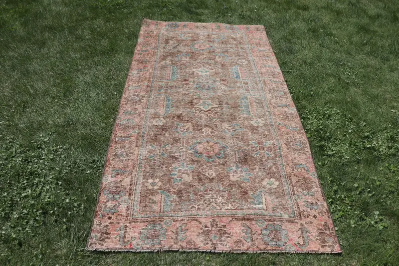 Zarif Bej Halı, 3,5x7,2 ft Çizgili, Geometrik Şekilli