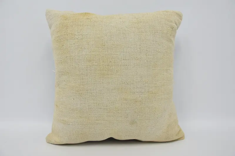 Beige Turkish Plaid Pillow Cover, 18x18 inch Antique Pillowcase - 1