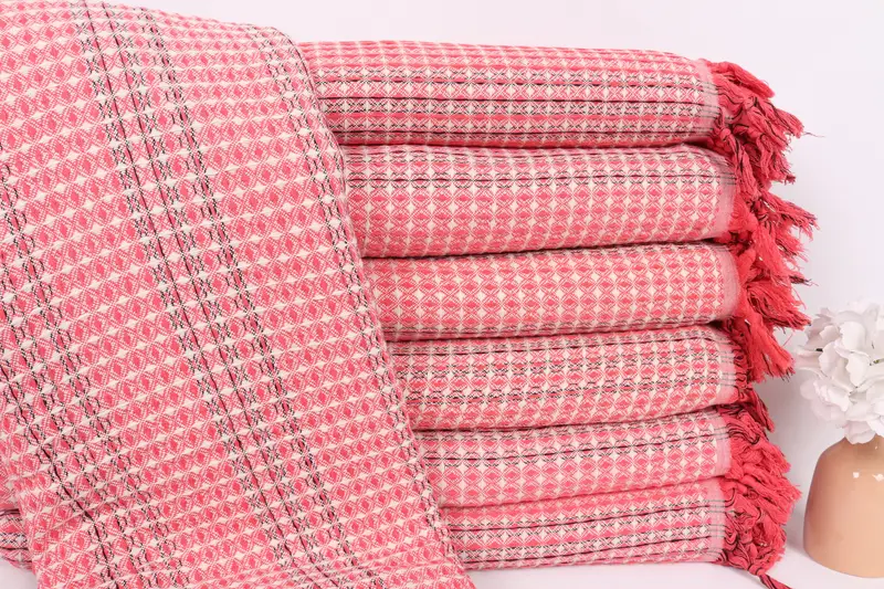 96x70 Cotton Striped Towel, Woven Blanket, Personalized Gift, Turkish Bedcover, Monogram Blanket, Decorative Bedspread, Bachelorette Party Favors - 2