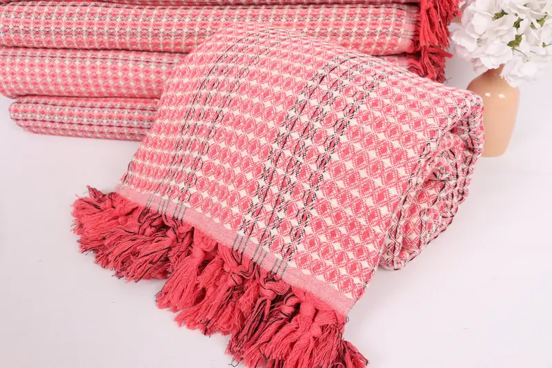 96x70 Cotton Striped Towel, Woven Blanket, Personalized Gift, Turkish Bedcover, Monogram Blanket, Decorative Bedspread, Bachelorette Party Favors - 8